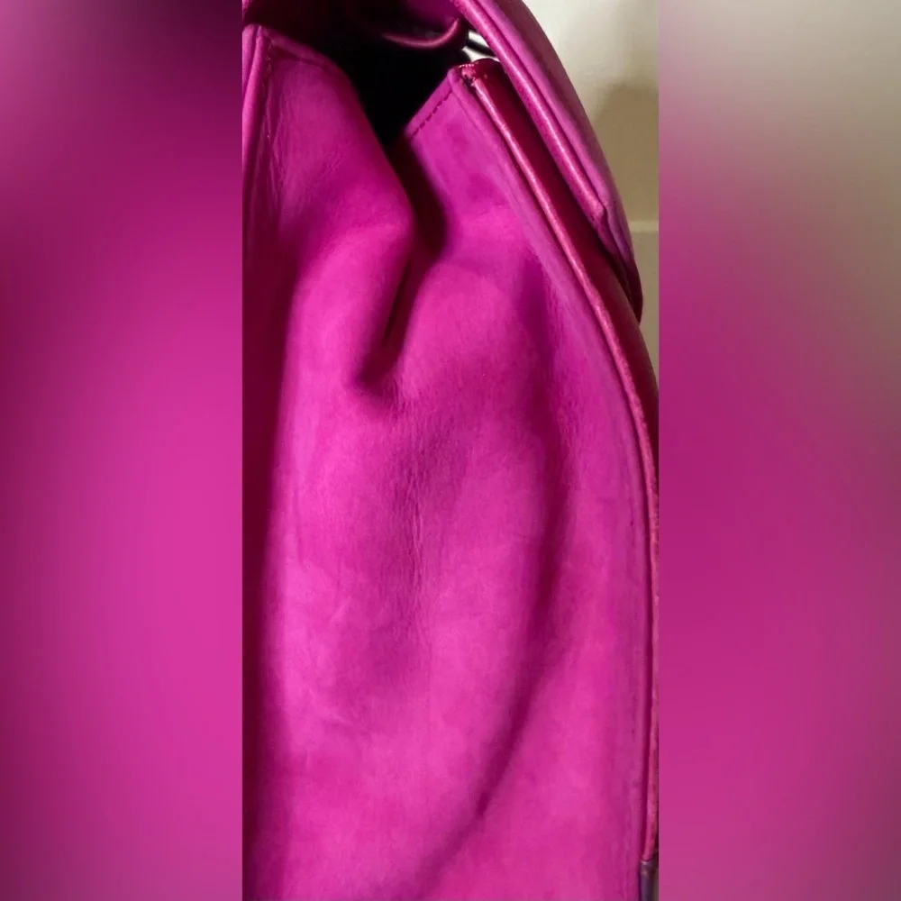 Vibrant Pink Satchel with Beaded Handle - Picture 3 of 11